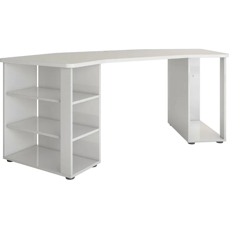 Schreibtisch >PIPPO< (BxHxT: 205x76x90,5 cm) in Weiss hlg. - 205x76x90,5 (BxHxT)