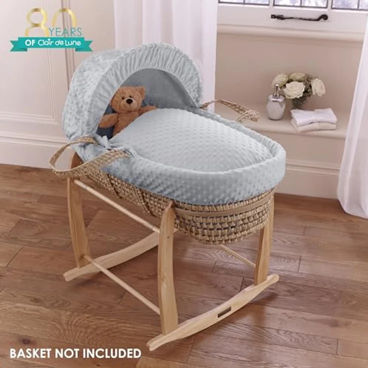 Clair de Lune Dimple Babykorb-Anzieh-/Bettwäsche-Set, Korb Nicht im Lieferumfang enthalten, Grau – Bild 8
