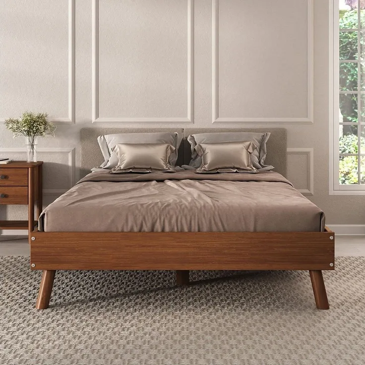 IDIMEX Futonbett KARRI, modernes Massivholzbett 140x200cm ohne Kopfteil Kastanien farben