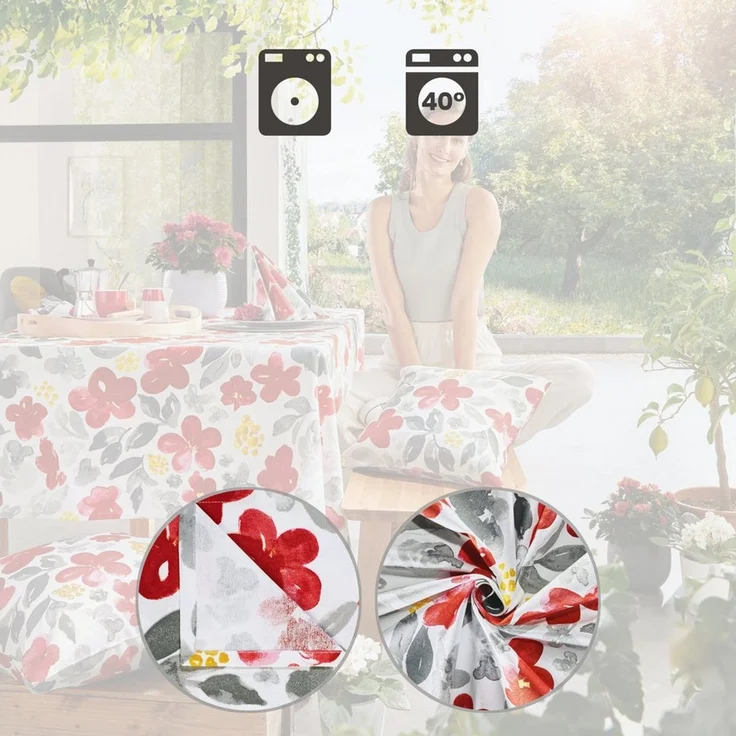 REDBEST Mitteldecke Mitteldecke, Baumwolle Blumen – Bild 2