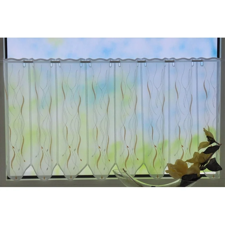 Stickereien Plauen Scheibengardine Pescara (1 St), Stangendurchzug, halbtransparent, Voile – Bild 3