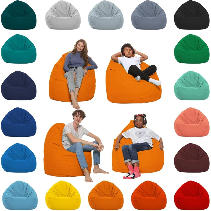 HomeIdeal - Sitzsack XXL Bodenkissen für Erwachsene & Kinder - Geeignet für Gaming oder Entspannen - Indoor wie Outdoor da er Wasserfest ist - mit EPS Perlen, Farbe:Orange, Größe:XL – Bild 1