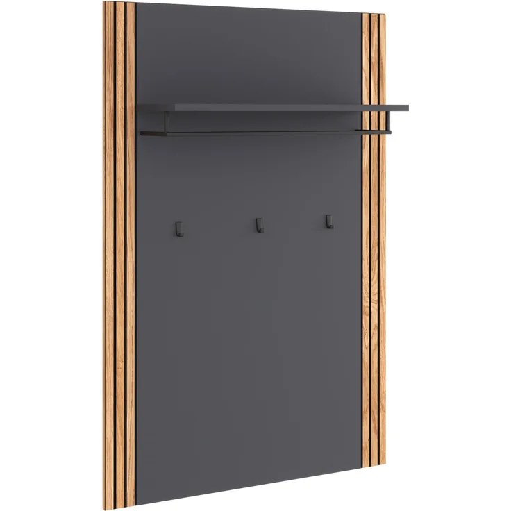Garderobenpaneel >Joe< in Eiche / anthrazit - 82x120x28 (BxHxT)