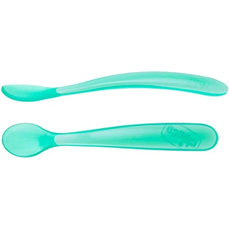 Chicco Langer Fütterlöffel aus weichem Silikon, Duo-Pack, für Babys und Kleinkinder, Babylöffel mit Ergonomischem und Langem Gebogenem Griff, Löffel für Babynahrung, 2 Stück, Babybesteck 6+ Monate – Bild 1