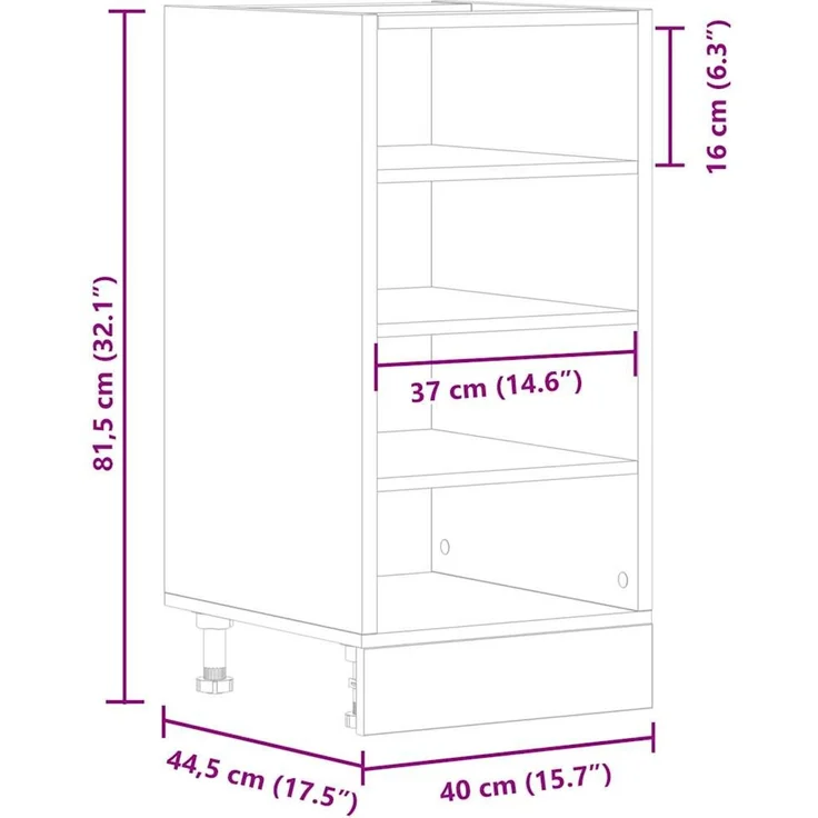 vidaXL Unterschrank Riga Schwarz 40x44,5x81,5 cm Holzwerkstoff 854203 – Bild 9