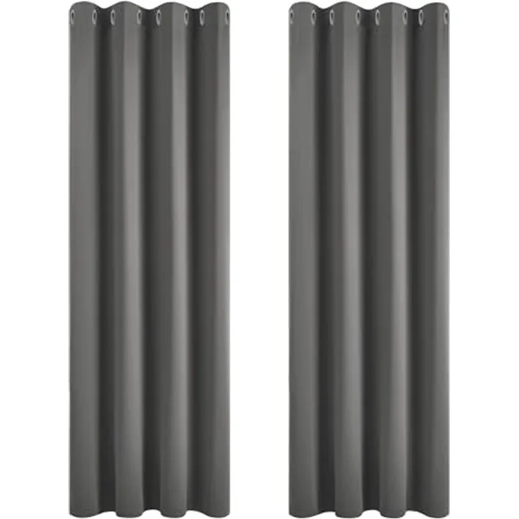 Deconovo Gardinen Blickdicht Vorhang Schlafzimmer Kälteschutz Vorhänge Blickdicht, 214x117 cm(HöhexBreite), Hellgrau, 2er Set