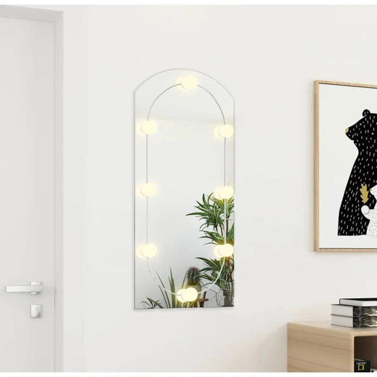 Spiegel, Wandspiegel mit LED-Leuchten 90x45 cm Glas Bogenförmig – Bild 3