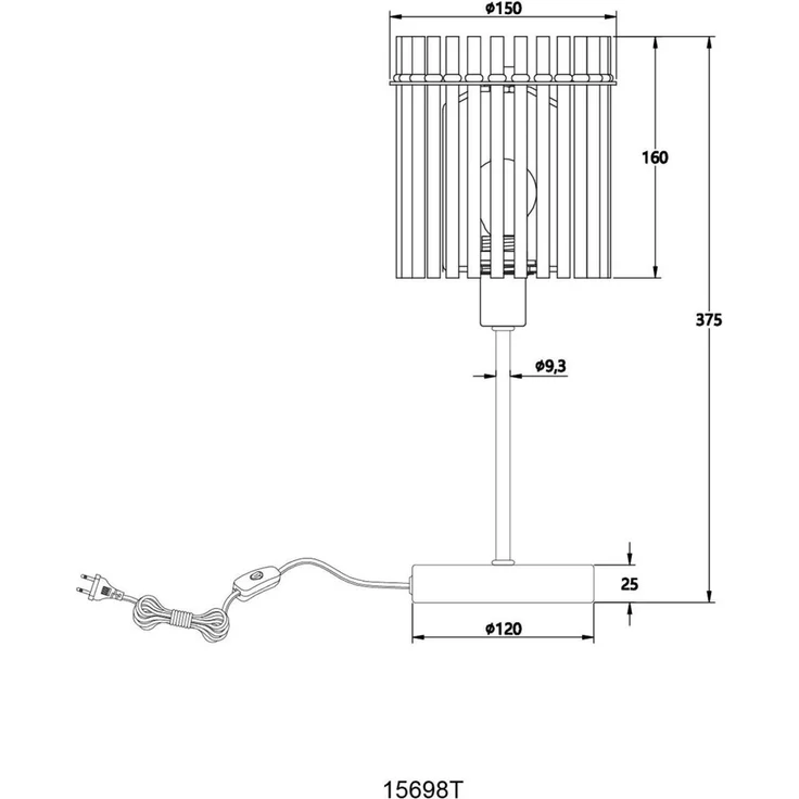 Tischleuchte, Metall, Glasstäbe, rauchfarben, E14, H 37,5 cm – Bild 11