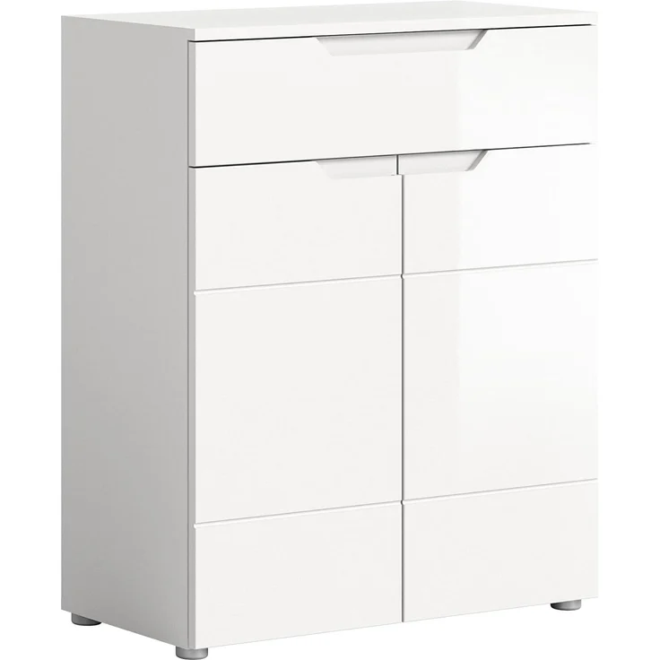 xonox. home Garderobe Solero X7WA9603 Schuhkommode Beistellschrank Schrankkommode Stauraummöbel in Weiß Nachbildung und weiß Hochglanz tiefzieh, ca. B/H/T: 80 x 97 x 37 cm