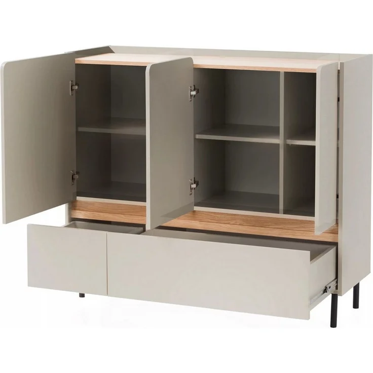 Deine Möbel 24 Kommode LIBU 08 Sideboard 120 cm breit (Set, 3 St, Kinderzimmer Jugendzimmer Schlafzimmer Wohnzimmer), LIBU-Kollektion Beige Eukalyptus Eiche – Bild 1
