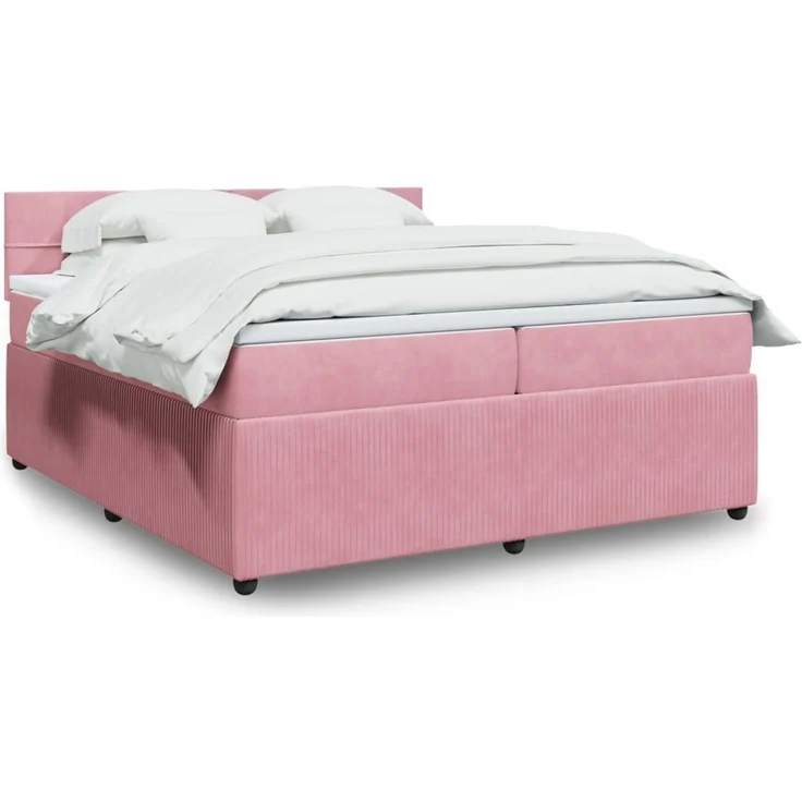 vidaXL Boxspringbett mit Matratze Rosa 200x200 cm Samt 3287835 – Bild 1