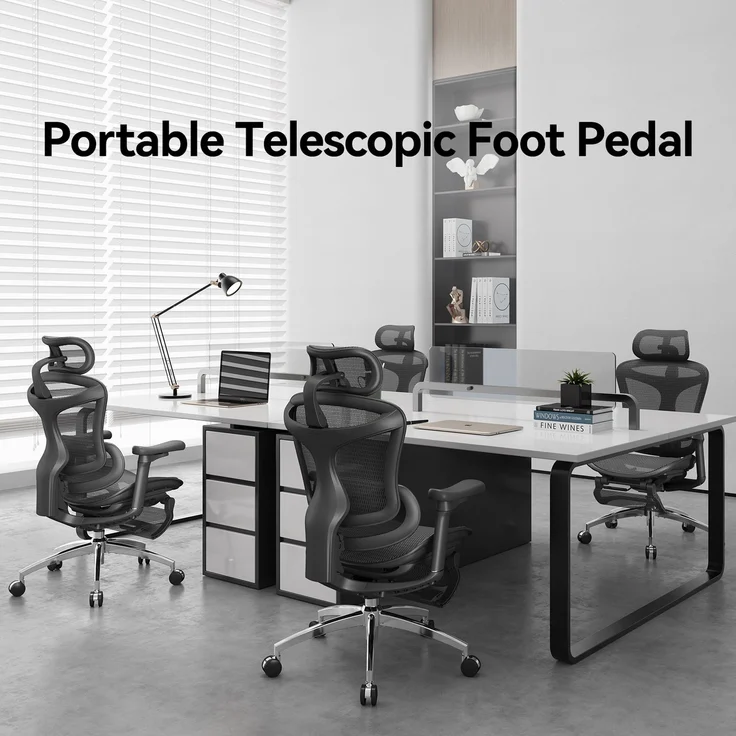 Sihoo 'Doro C300L' ergonomischer Schreibtischstuhl, Mit Fußpedal, 126 x 78,5 cm, in Schwarz – Bild 19
