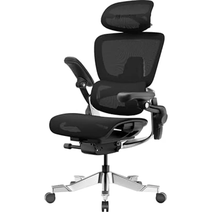 HINOMI H2 Pro Bürostuhl, ergonomisch mit verstellbarer Lordosenstütze, Kopfstütze & 6D-Armlehnen, 150kg belastbar, atmungsaktives Mesh, schwarz