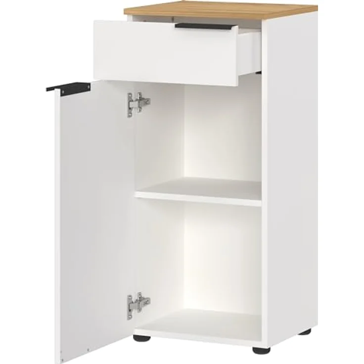 Germania Schrank 6005-633 GW-MENEN, in Weiß/Navarra-Eiche-Nb, mit Schubladen- und Türdämpfung, FSC-Zertifiziert, 39 x 85 x 34 cm (BxHxT) – Bild 5