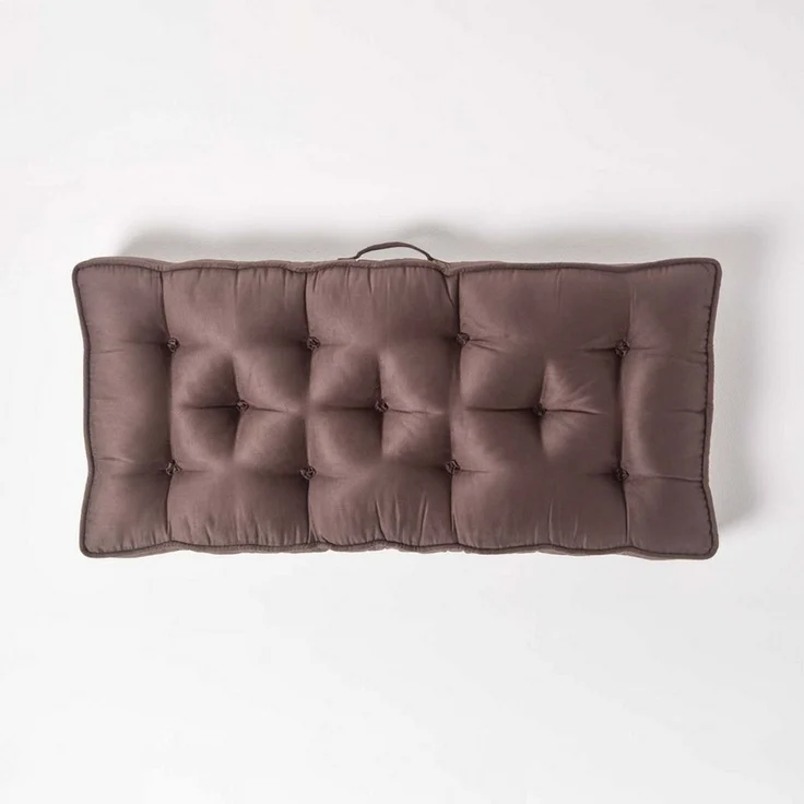 Homescapes Sitzkissen Sofa-Auflage 100 x 48 cm mit Veloursbezug – dickes Sitzkissen braun – Bild 3