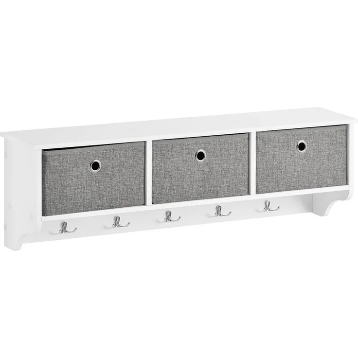SoBuy FRG282-W Wandgarderobe, MDF, Lackiert, Weiß, 100 x 30 x 20 cm