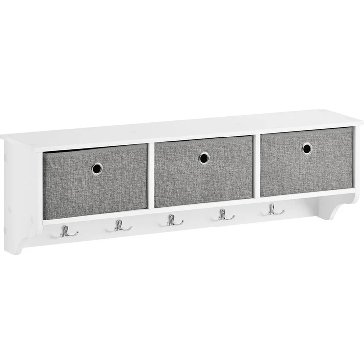 SoBuy FRG282-W Wandgarderobe, MDF, Lackiert, Weiß, 100 x 30 x 20 cm – Bild 1