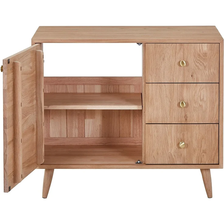 Vente-unique - Waschbeckenunterschrank aus Massivholz Eiche - Hell Natur - 93 cm - ZARENO – Bild 4