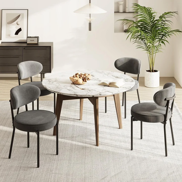 COLAMY Esszimmerstühle 2er Set mit 10 cm Sitzpolster – Moderne Polsterstühle aus kuscheligem Teddy-Stoff, mit robustem Metallgestell – Für Küche & Wohnbereich, Grau – Bild 8