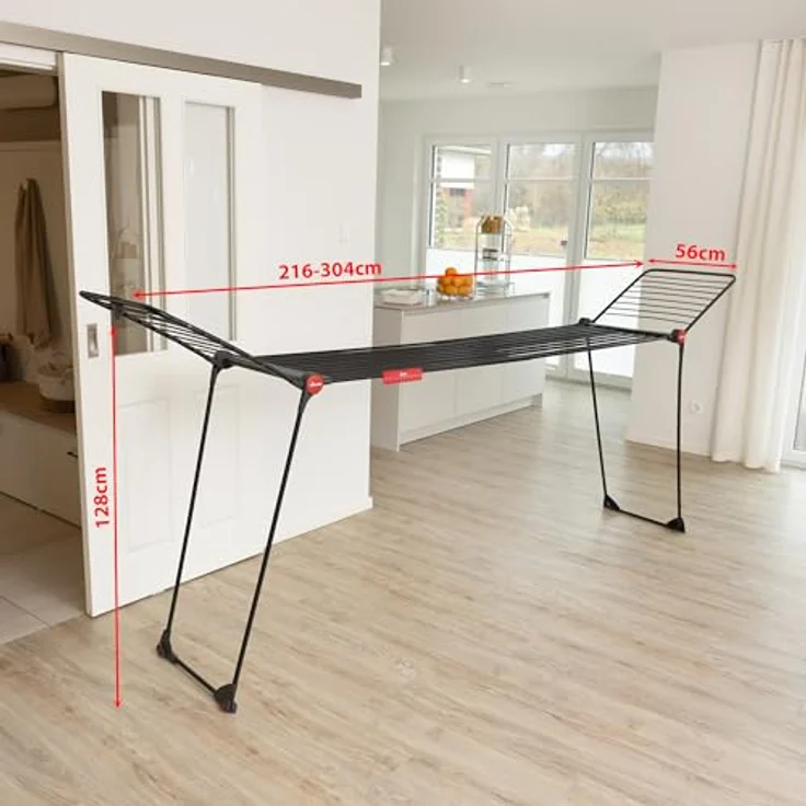 Vileda Infinity Flex Ultimate | ausziehbares Teleskopgestell | Wäscheständer für große Textilien| stabiles Gestell | weniger Abdrücke auf Kleidung Dank XXL Trockenstäbe | vormontierter Wäscheständer – Bild 7