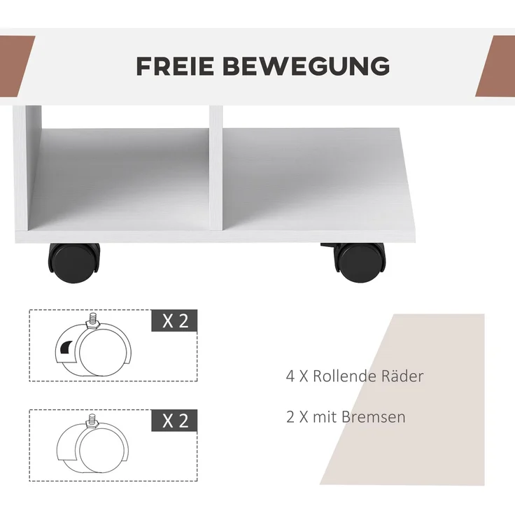 Beistelltisch in C-Form, Couchtisch mit Rollen, Kaffeetisch, Tragbarer Sofatisch, für kleine Bereiche, 45 x 35 x 58 cm, Weiß--Weiß--45x35x58cm--YOUDENOVA – Bild 6