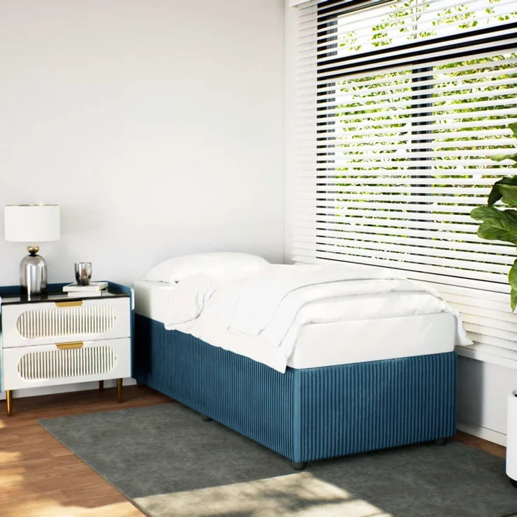 vidaXL Bettgestell Blau 90x190 cm Samt 3284980 – Bild 1