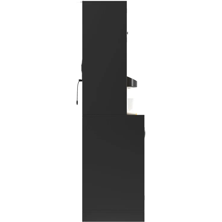 Seitenboard / Aufbewahrungsschrank / Küchenschrank / Buffetschrank, 120x40x188cm, mit LED-Beleuchtung, Snackregal & Getränkehaltern, 4 Türen & 2 große Schubladen, Grün/Schwarz/Weiß--Schwarz--120x40x188cm--YOUDENOVA – Bild 9