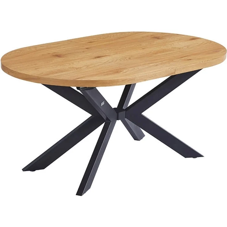 HOME DELUXE Essgruppe Oval Ausziehbar inkl. Sternfuß - 160 x 100 cm Light Oak 6 Stühle Hellgrau – Bild 9