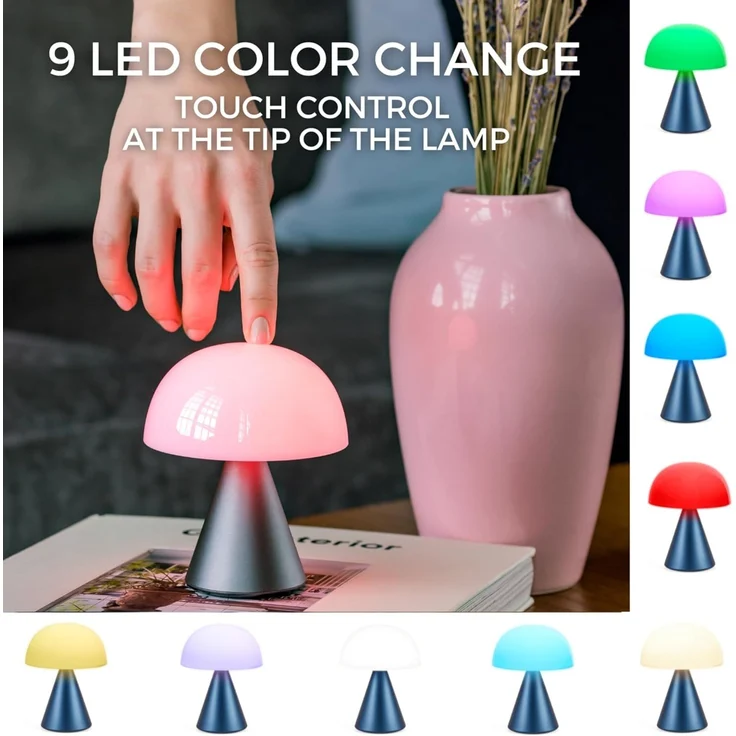 Lexon MINA M Wiederaufladbare kabellose LED-Tischlampe, für Nachttisch oder Schreibtisch, mit Dimmer, bis zu 12 Stunden Akkulaufzeit - Aluminium – Bild 3