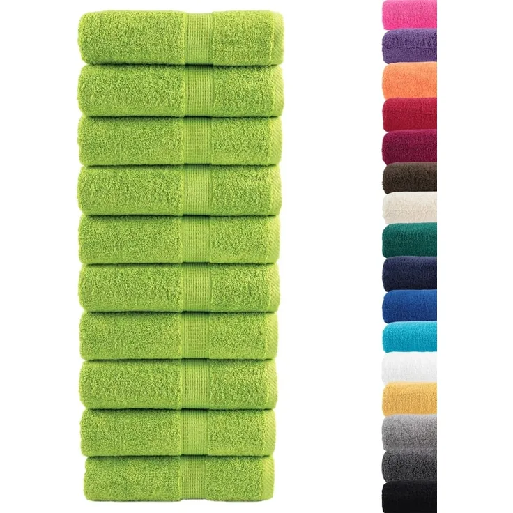 vidaXL Premium-Gästetücher SOLUND 10 Stk. Apfelgrün 30x50 cm 600 g/m² 137496