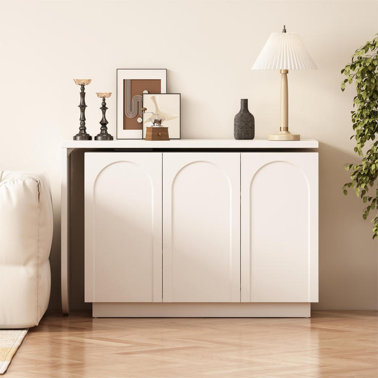 Schreibtisch 75x110x40 cm mit drehbarer Arbeitsplatte, Stauraum und verstellbaren Böden, Weiß – Bild 3