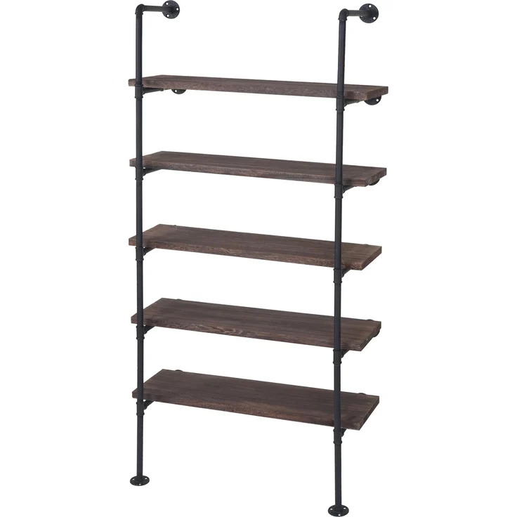 MCW Standregal C45, Industriedesign mit 5 Ablagefächern, braun