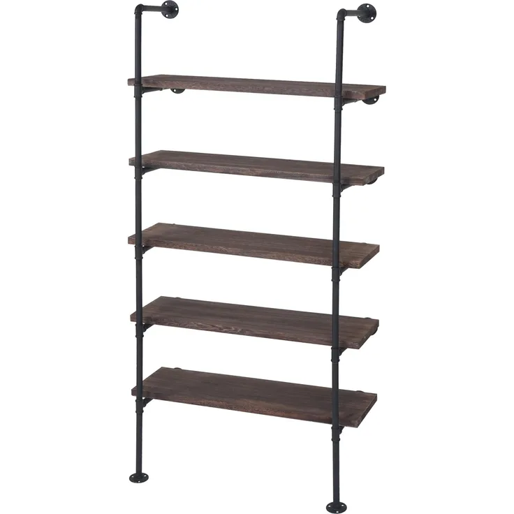 MCW Standregal C45, Industriedesign mit 5 Ablagefächern, braun