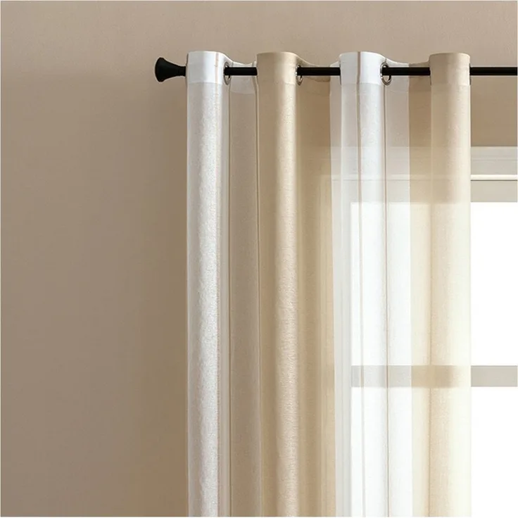 Jibenhome Schiebegardine 2 Stück Vorhang Gestreifter,Ösen Gardine,Voile Fensterschal, Transparente Scheibengardine