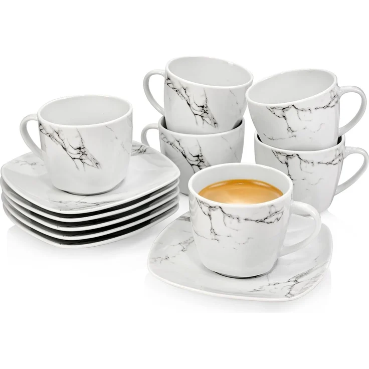 SÄNGER Kaffeetassen Set Bilgola Marmor 12 teilig für 6 Personen – Bild 1