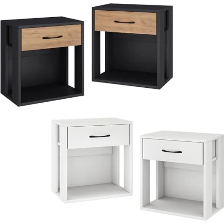 Vicco Virela Nachttisch, Weiß, Rechteckig, 1 Fach, 39x41x28 cm, Holzwerkstoff, Schlafzimmer – Bild 8