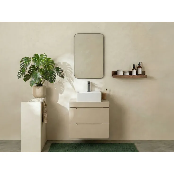Vente-unique - ARUBA Waschbeckenmöbel Holz, Platte Beige - B 46 cm x H 59 cm x L 60 cm