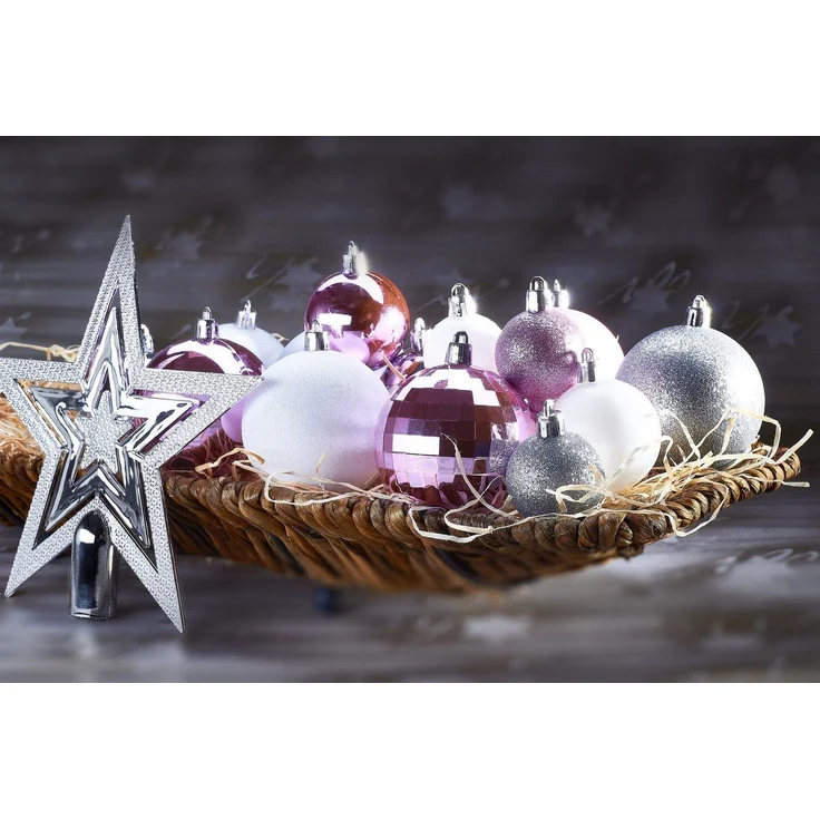 BRUBAKER Weihnachtsbaumkugel 50-teiliges Weihnachtskugel-Set mit Baumspitze, Christbaumschmuck aus Kunststoff, Weihnachtsdekoration edel und robust – Bild 3