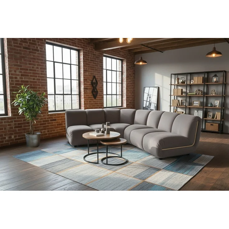 KAWOLA Modulsofa LAYLA Ecksofa 3 Module Velvet taupe 74 x 213 x 213 cm – Bild 2