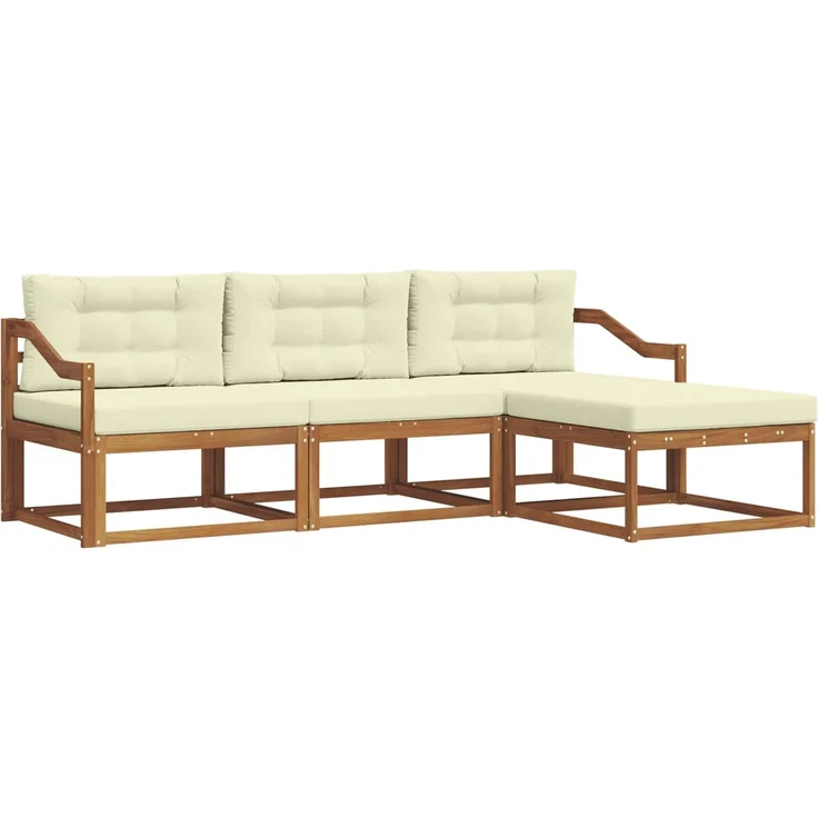 vidaXL Outdoor-Sofagarnitur 4 stk. 4-Sitzer Natur und Creme 3367418 – Bild 2