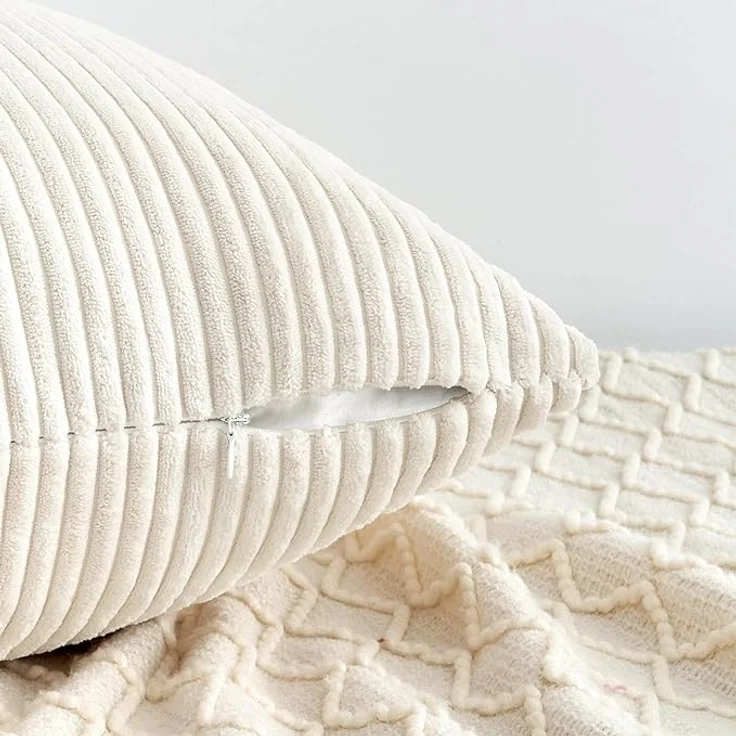 ABC 4-teiliges Kissenbezug-Set aus Flanell, 40 x 40 cm, geeignet für Wohnzimmer, Kinderzimmer und Schlafzimmer. Elegant, modern, weich, beige. – Bild 5