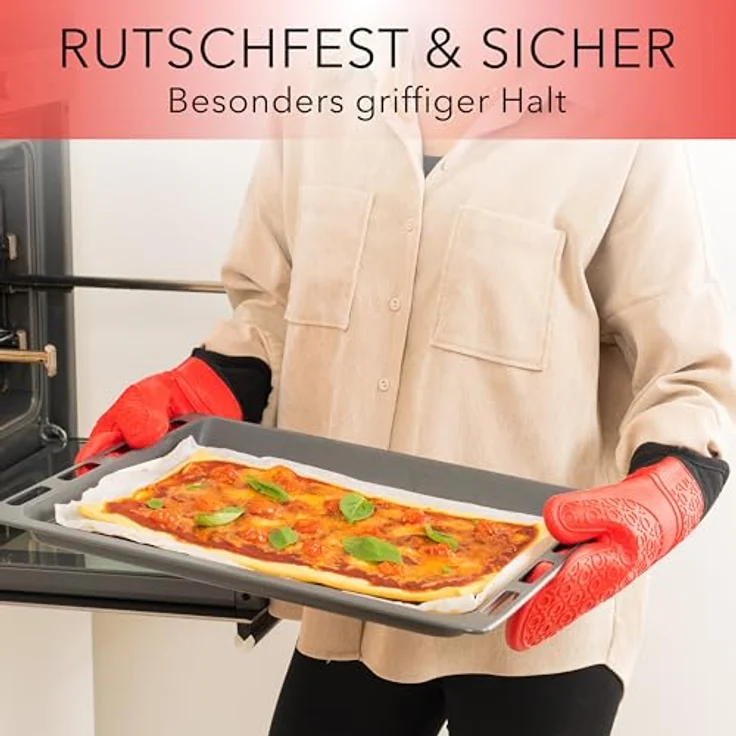 AVANA Topfhandschuhe Silikon Ofenhandschuhe Backhandschuhe Kochhandschuhe, (1 Paar Ofenhandschuhe aus Silikon), weiches Baumwoll-Innenfutter, Anti-Rutsch, Hitzebeständig bis 350°C – Bild 6