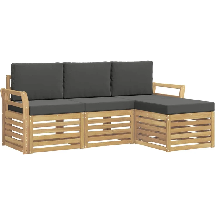 vidaXL Outdoor-Sofagarnitur 4 stk. 4-Sitzer Weiß und Anthrazit 3391637 – Bild 2
