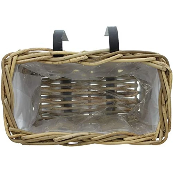 Rattan Pflanzkasten "Koboo Grey" klein, grau, Balkonkasten mit Halterung, Blumenkasten für Draußen, Pflanzgefäß – Bild 6