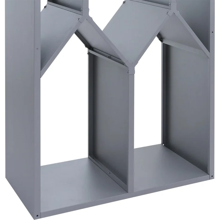 Brennholzlager HWC-P76, Kamin-/Feuerholzregal Holzlager Holzunterstand Outdoor Metall 160x95x50cm ~ grau – Bild 5