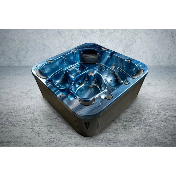 PureHaven Outdoor-Whirlpool 215x215 cm für 5 Personen mit 53 Massagedüsen Heizung Farblicht und Thermoabdeckung UV-Wasseraufbereitung 2 Liegeflächen – Bild 2