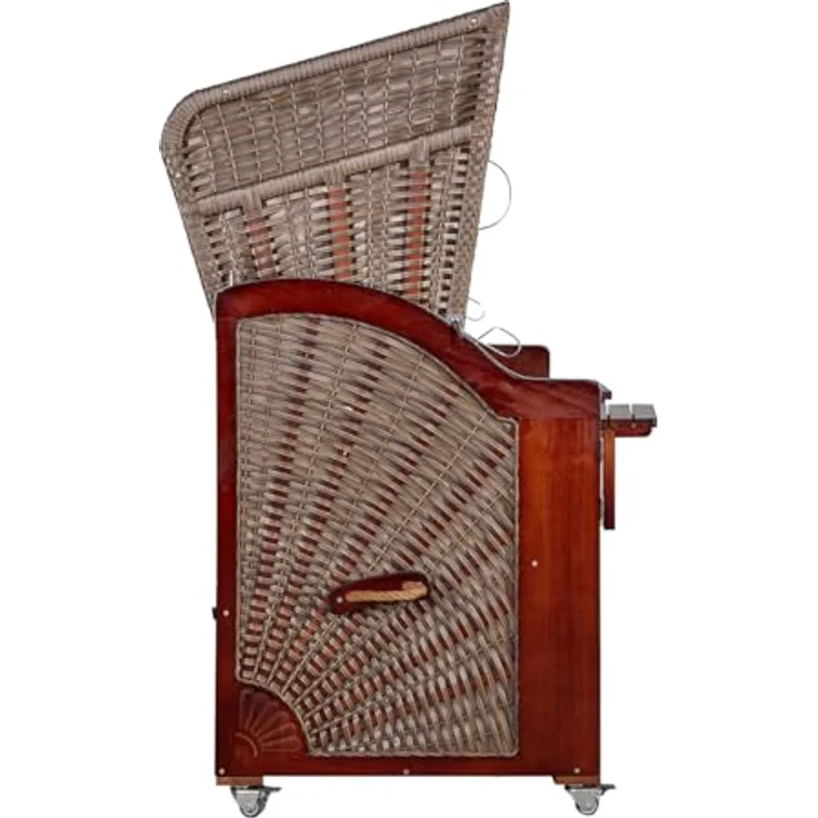 WebaVita Strandkorb Karibik 2-Sitzer, blau, FSC 100%, BxTxH: 123x90x170 cm, Premium Modell mit grauer Polsterung und blauen Streifen – Bild 2