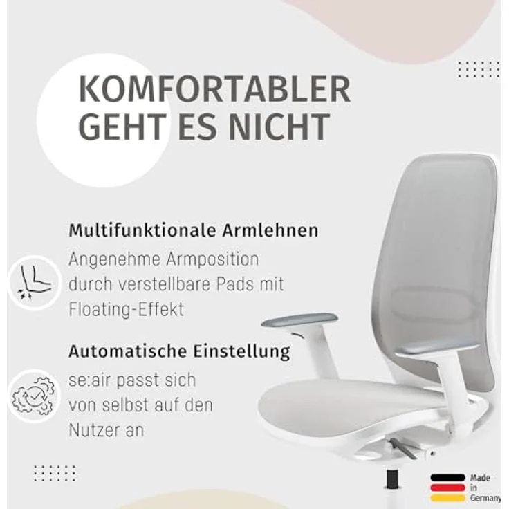 sedus Bürostuhl se:air: Bürostuhl aus Netzmembran mit Mulitfunktionsarmlehnen, (automatischer Gewichtsanpassung und Lordosenstütze, Zeitloses und filigranes Design) – Bild 8