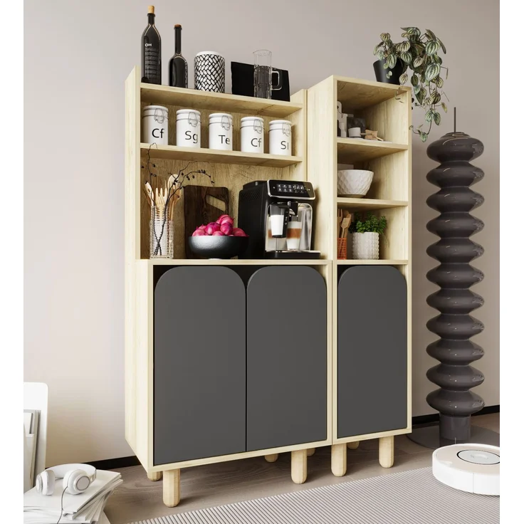 Skye Decor 'Parma 3 - Sapphire Oak, Anthracite' Mehrzweckschrank, Saphir-Eiche / Anthrazit, 105 x 155 x 40 cm – Bild 2