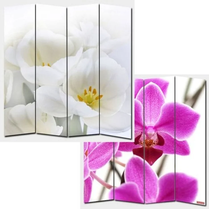 Foto-Paravent Paravent Raumteiler Trennwand M68 ~ 180x160cm, Orchidee – Bild 6